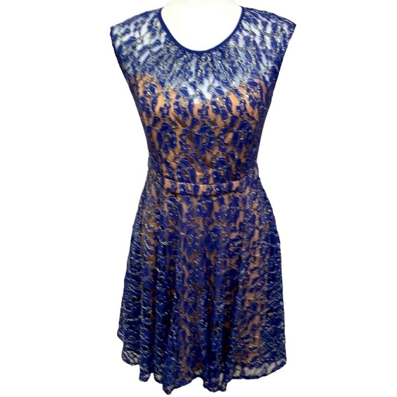MM Couture Lace Navy Dress - Picture 2 of 5